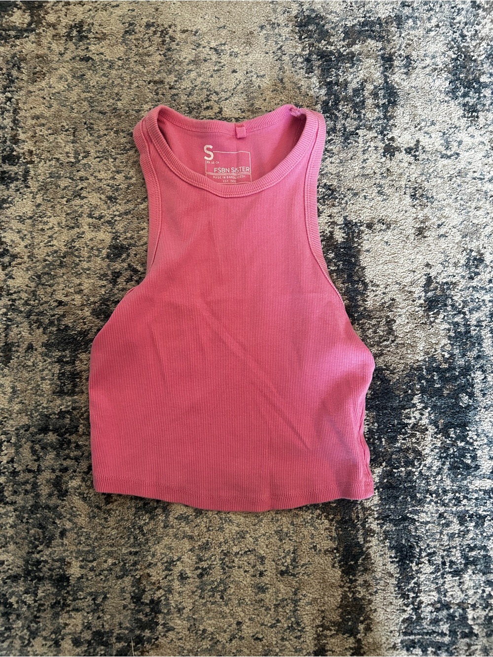 Sinsay Rose Pink Ribbed High-Neck Crop Tank